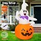 GOOSH 5 FT Halloween Inflatable Outdoor Ghost Sitting on The Pumpkin, Blow Up Yard Decoration